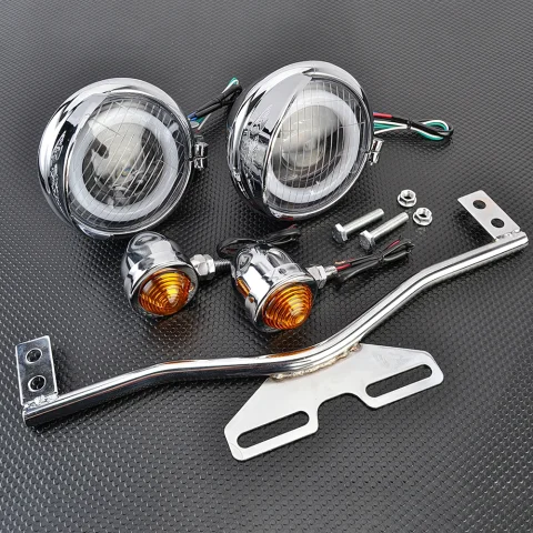 Faro auxiliar antiniebla con luz de giro y soporte de barra para motocicletas Harley, Honda, Touring, Bobber, Chopper y motocicletas personalizadas