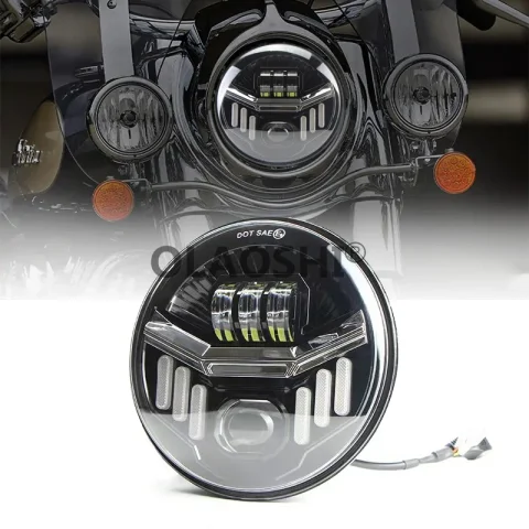 Faro delantero LED redondo de doble Color DRL de 7 pulgadas para Harley Davidson Electra Glide Road King Softail, Etc.