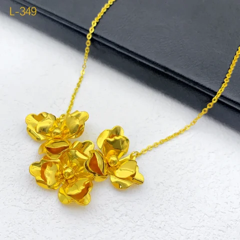 Dubai 24K chapado en oro collar pendientes conjunto de joyería para mujer flor africano indio Nigeria nupcial boda fiesta regalo joyería 3