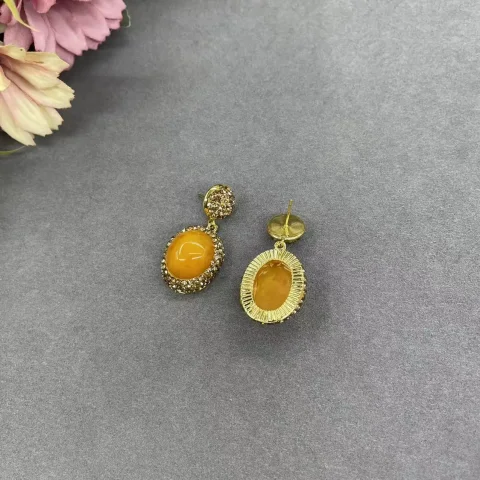Juego de tres piezas de cera de abeja con incrustaciones de jade, joyería de diamante medieval personalizada de alta gama, venta al por mayor, nuevo 3