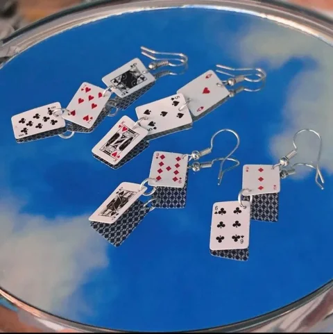 Pendientes de naipes joya clásica hecha a mano belleza joyería punk preciosa declaración de boda mujeres para su regalo