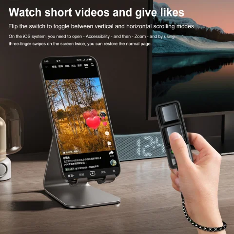 Control Remoto para Teléfono Inteligente, Anillo Multifuncional Inteligente para el Dedo, Control Remoto con Doble Botón, Portátil para Teléfono Móvil y Tableta