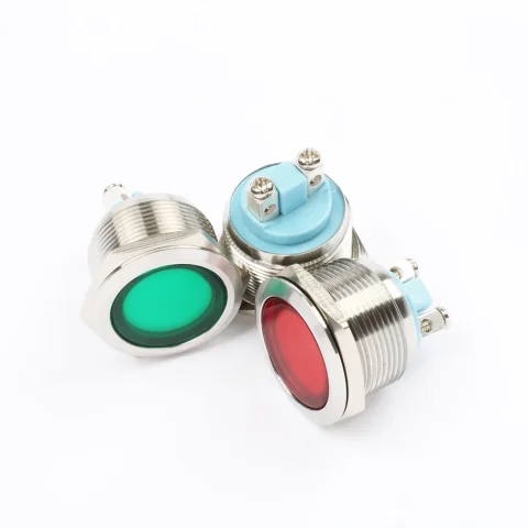 Luz indicadora LED metálica de 22 mm, redonda y plana, lámpara de señalización de 3V, 6V, 12V, 24V, 220V, iluminación por tornillo, lente roja grande 22ZSD.PY.DM.L 5
