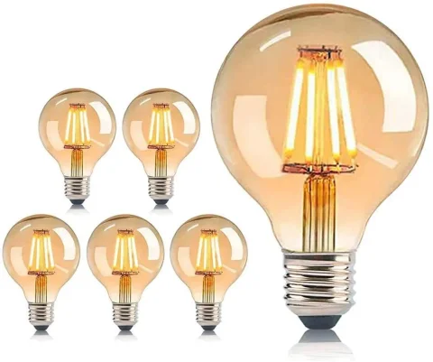 Bombilla LED de filamento Edison Retr marrón dorado G80 G95 G125 4W 6W 8W 10W 12W regulable E27 AC 220V atenuador restaurante dormitorio