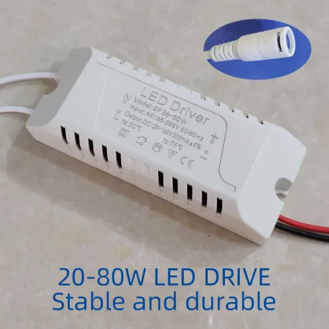 Unidad de fuente de alimentación LED, transformadores de iluminación para Panel de luces LED, controlador de lámpara, Conector de CC, 24W, 36W, 50W, 58W, 60W, 68W, 80W