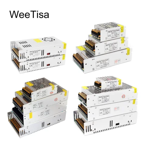 Fuente de alimentación LED 12V AC 110V 220V a DC 5V 12V 24V 36V 48V tira de luz LED 12 voltios adaptador de interruptor controlador transformador electrónico