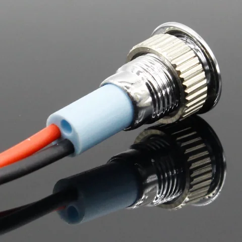 Luz indicadora LED de Metal, lámpara de señal impermeable de 8mm, luz de punto con cable rojo, amarillo, azul, verde y blanco 3