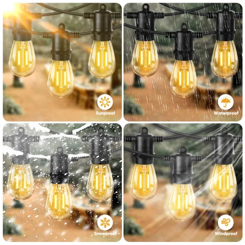 Guirnalda de luces LED S14 de 220V con enchufe europeo, luces de hadas impermeables de plástico irrompible para jardín, decoraciones Vintage para fiestas y bodas al aire libre 3