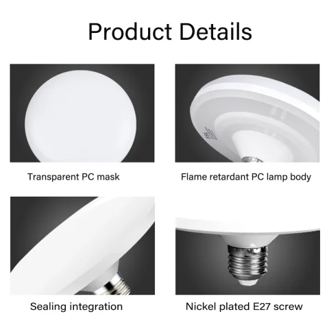 Bombilla LED 220v E27 Base lámpara de ahorro de energía para el hogar UFO 20W 30W 40W 60W 100W iluminación interior platillo volador ampolla de luz E27 5