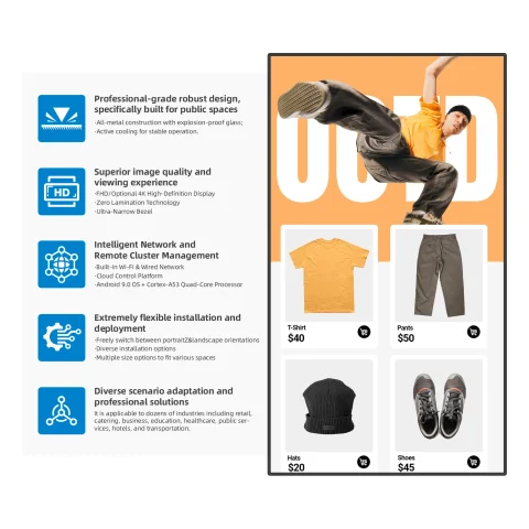 Pantalla Digital Comercial de 32'', 43'', 50'', 55'', 65'' con Soporte de Pared, Pantalla Táctil Android, Panel Android, Tablero Publicitario 4