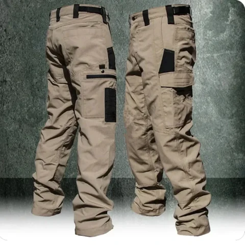 Pantalón de trabajo resistente al desgaste para hombre, pantalones Cargo rectos con múltiples bolsillos, pantalones tácticos para correr al aire libre, pantalones informales para primavera y otoño