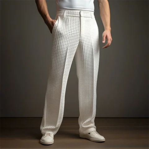 Pantalones Casuales de Negocios para Hombre con Textura, Corte Recto, Color Sólido, Tela Suave, Estilo Urbano, Primavera y Otoño