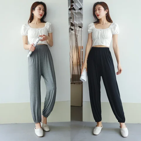Pantalones de pijama de Modal para mujer, ropa de dormir, traje de casa, otoño