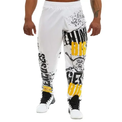 Pantalones de hombre sueltos de corte recto, de cintura media, con estampado digital en la entrepierna, pantalones de jogging con cintura elástica suave para gimnasio 2