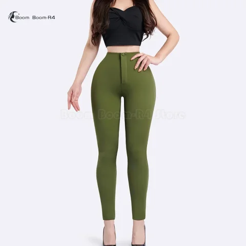 Pantalones ajustados de cintura alta para mujer, pantalones de gimnasio con realce y Control de barriga, mallas informales, pantalones cómodos elásticos suaves para Yoga