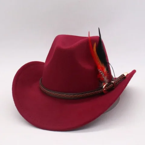 Sombrero Fedora de Lana con Adornos de Plumas, Estilo Panamá, Borde Levantado, para Disfraces y Cosplay 2