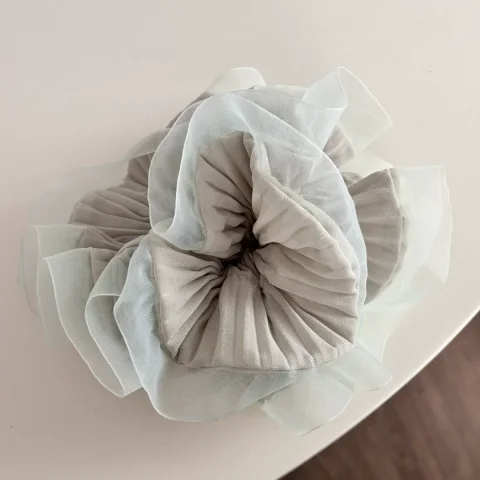 Moda francesa dulce Ballet volteado cuerda elástica para el cabello Simple moda Organza borde Auricular Scrunchie accesorios para el cabello 5