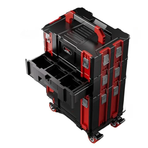 Caja de herramientas completa, caja de herramientas rígida grande, caja de herramientas de plástico multicapa móvil, cajas de herramientas de electricista profesional para trabajadores