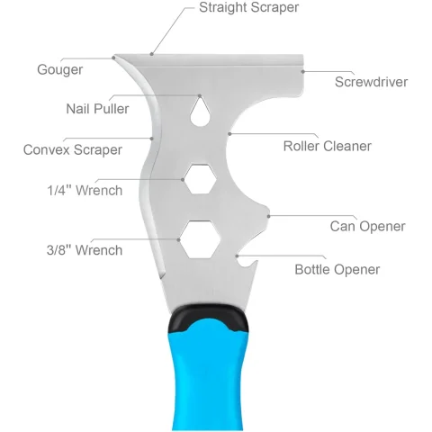 Herramienta de pintores de acero inoxidable, cuchillo de masilla multiusos, raspador de pintura con extremo de martillo de Metal para pintar madera, suministros de trabajo de paneles de yeso 3