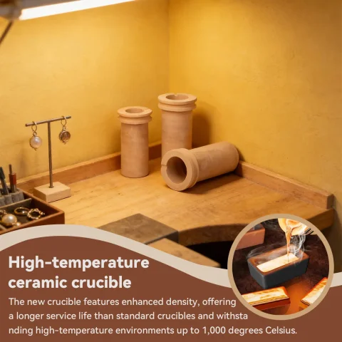 Crisol de Cerámica TOOLTOS de 1KG, 2KG, 3KG para Horno Eléctrico, Fundición de Cobre, Aluminio, Latón y Bronce