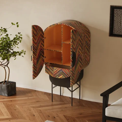 Cajonera alta para sala de estar contra la pared, vitrina artística, modelo de diseño, mueble de entrada 1