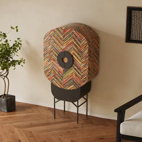 Vitrina de arte para sala de estar contra la pared, mueble alto con cajones, modelo de diseñador, armario de entrada