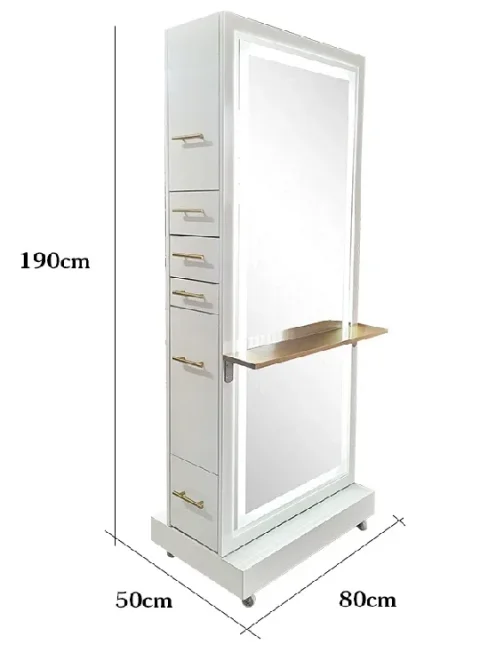 Mueble espejos con cajones y almacenamiento para peluquería y spas. 5