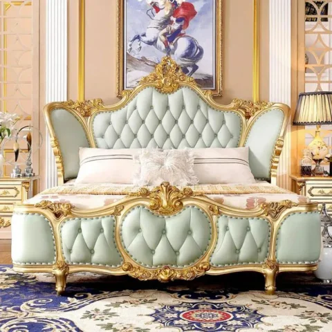 Cama Moderna con Marco, Diseño Europeo Simple, Cama de Princesa para Niñas, Cama Doble de Madera, Muebles de Salón Nórdicos