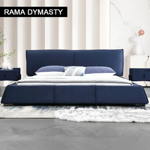 Cama suave Simple de plumón, cama de tela esmerilada, cama roja de 1,8 M, cama de tela para dormitorio principal, cama de boda