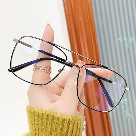 Lentes transparentes de cristal para hombre, gafas con marco de Metal óptico para ordenador, gafas bloqueadoras