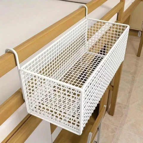 Cesta de Almacenamiento para Cabecera de Cama, Sin Perforación, Gran Capacidad, Cesta Colgante de Alambre, Ahorra Espacio, Estante para Cabecera de Cama