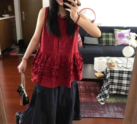 Chaleco con tirantes para mujer para principios de verano, camiseta sin mangas con cordones, top holgado 4