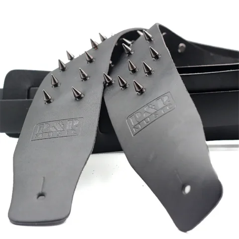 Correa de cuero negro para guitarra eléctrica acústica, bajo, instrumentos musicales, accesorios 3