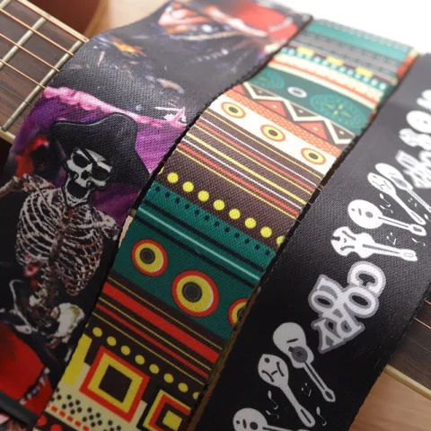 Correa de guitarra de estilo étnico Retro, correa de cuero ajustable para guitarra folclórica, guitarra eléctrica, bajo, ukelele, accesorios para guitarra 2