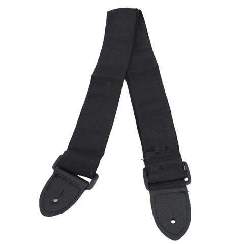 Correa de guitarra ajustable para guitarras eléctricas acústicas, bajo, ukelele, extremos de cuero de nailon negro, accesorios para guitarra 1