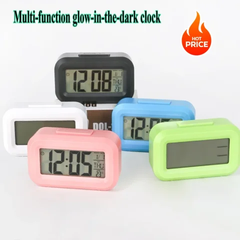 Reloj despertador Digital LED electrónico con retroiluminación calendario de repetición para el hogar Oficina mesa de escritorio pantalla reloj 1
