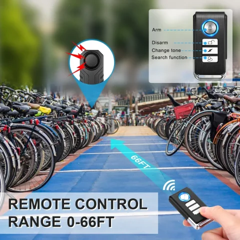 ELECTOP alarma de bicicleta 113dB antirrobo inalámbrico vibración Control remoto bicicleta alarmas de motocicleta protección de seguridad para el hogar al aire libre