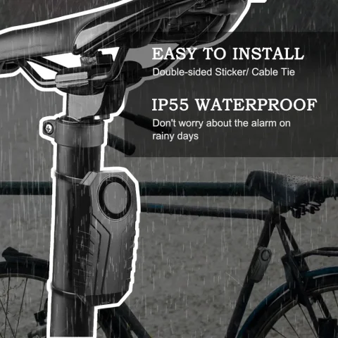 ELECTOP alarma de bicicleta 113dB antirrobo inalámbrico vibración Control remoto bicicleta alarmas de motocicleta protección de seguridad para el hogar al aire libre 5