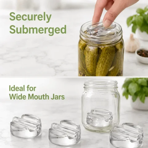 Pesas de vidrio fermentadas con asa, tapas transparentes de boca ancha para tarros Mason, utensilios de cocina, tapas pesadas para fermentación, fermentación de queso 1