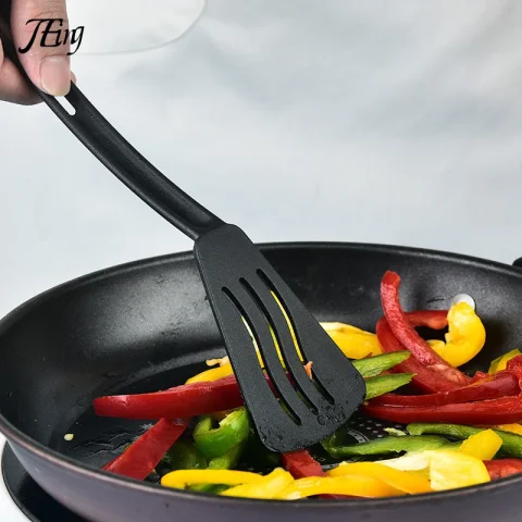 Juego de utensilios para servir, cubiertos de cocina, cucharas, Kit de nailon, espátula, vajilla portátil para acampar, cubiertos ranurados de plástico