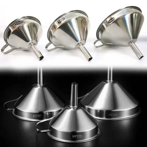 Utensilio de cocina esencial, embudo de acero inoxidable, ideal para rellenar, transferencia, resistente a la corrosión, fácil de manejar y limpiar 2