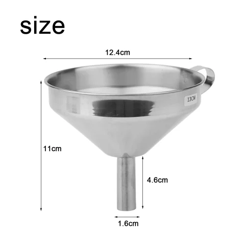Utensilio de cocina esencial, embudo de acero inoxidable, ideal para rellenar, transferencia, resistente a la corrosión, fácil de manejar y limpiar 4