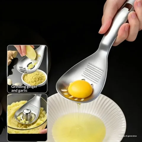 Utensilio de Cocina Multifuncional de Acero Inoxidable, Rallador de Ajo, Jengibre y Vegetales, Cuchara, Accesorios de Cocina