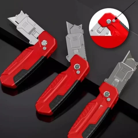 Herramientas multifuncionales, cuchillo de utilidad plegable de deformidad, soporte de herramientas grueso y extra duro, hoja trapezoidal, raspador de eliminación de pegamento 5