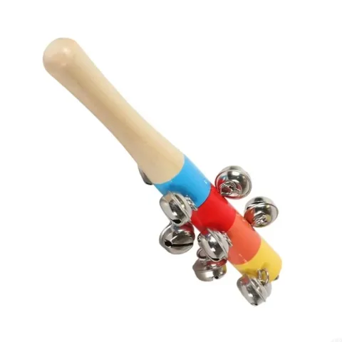 Coctelera madera educativa para niños, juguete que hace sonido, agitador mano, campana para desarrollo música y 4