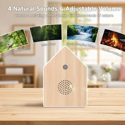Caja de Música con Sonido Realista de Pájaros, Ligera, con Sensor de Movimiento, para Montar en Pared o Mesa, Portátil