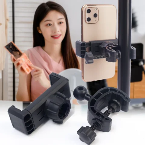 Soporte para teléfono con trípode multifunción en vivo, soporte Universal para teléfono móvil con Clip, accesorios de Clip fijo para iPhone y Samsung 3
