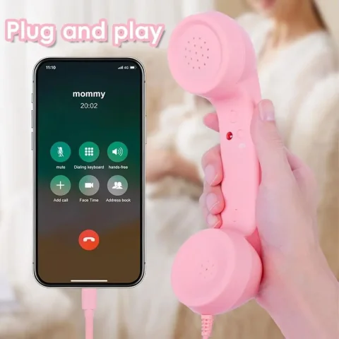 Nuevo receptor de teléfono inalámbrico con micrófono, color negro, estilo teléfono fijo, receptor portátil para teléfono celular