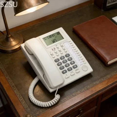 SZSU Teléfono con Cable Teléfono Escritorio para Casa Personas Mayores Llamadas Botón Teléfono Integrado para en 4