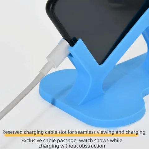 Soporte para teléfono manos libres para acostarse de lado, diseño curvo, soporte resistente para teléfono, soporte portátil antideslizante para teléfono móvil para acostarse